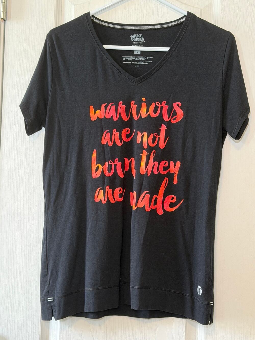 Raw Threads T-Shirt- Warriors are not born, they are made-Women's Size L(Merida)